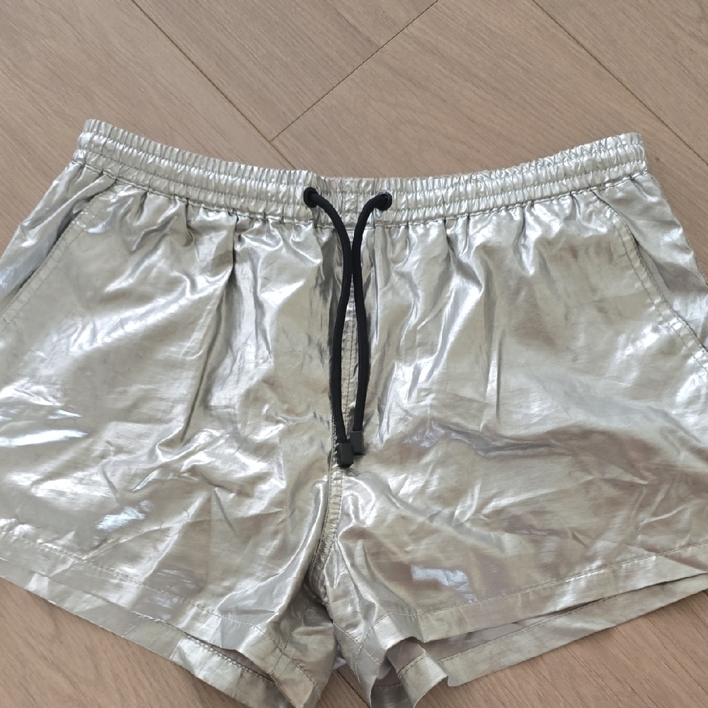 Zara Shimmering Silver Athletic Shorts